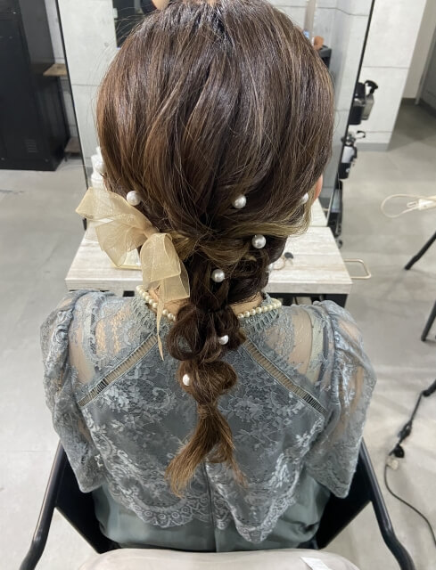 美容室でのパーティー用ヘアアレンジ